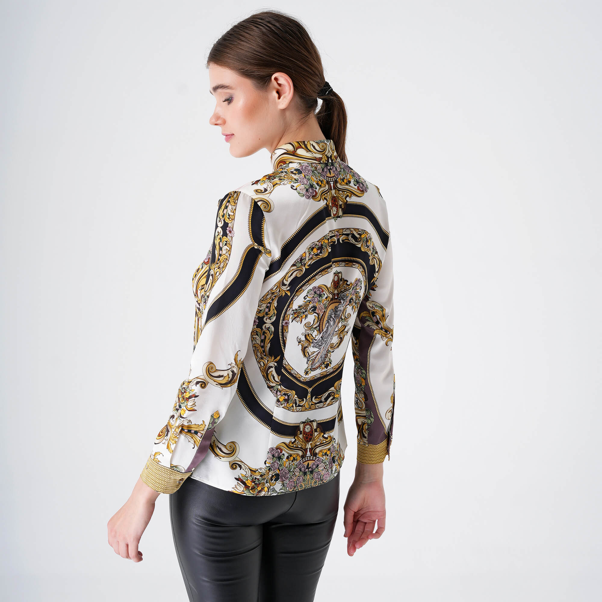 Versace - Gold Floral Baroque Silk Shirt